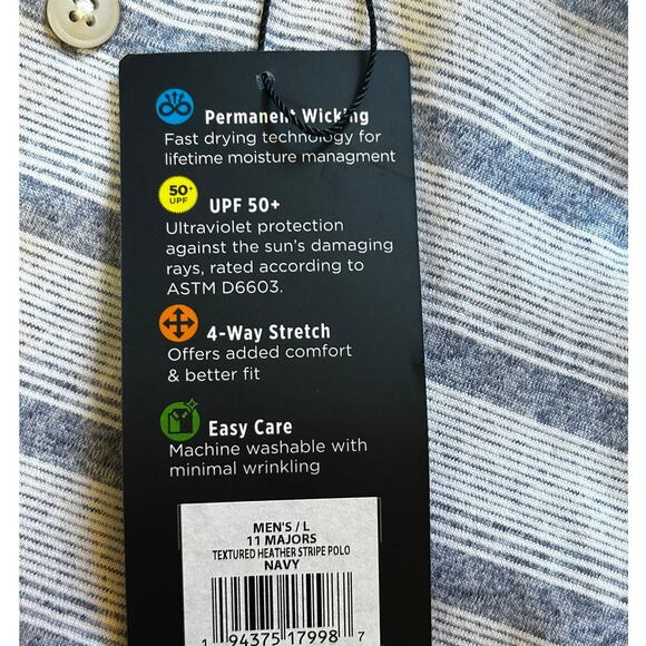 Walter Hagen 11 Denim Blue and White Striped UPF 50 Men's Polo Shirt Large - Picture 10 of 10